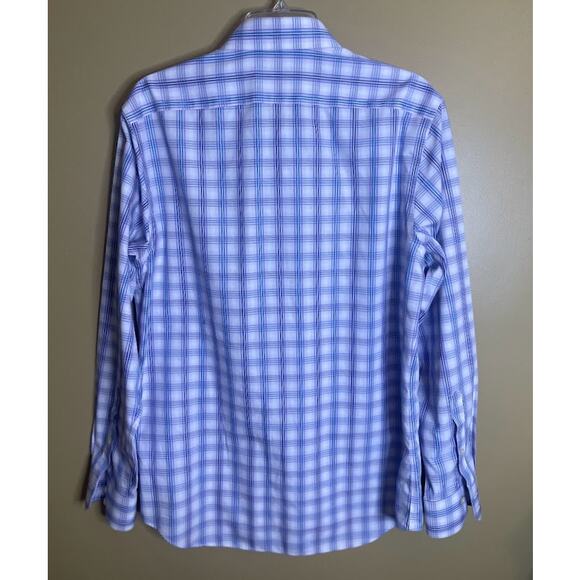 Banana Republic Blue and Gray Non-Iron Slim Fit Button-up Shirt Size 15/15.5 - Picture 4 of 7